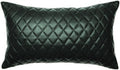 Genuine Leather Quilted Pillow Cover Case for Lumbar Throw Couch Pillows - Modern Farmhouse Decorative Sofa Thick & Soft Cushion Covers (Green, 10" x 18")