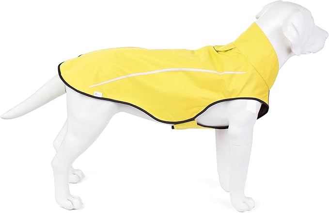 Mile High Life Dog Raincoat, Adjustable Waterproof Reflective Rain Jacket for Small Medium Large Dogs, Lightweight Breathable Pet Rain Coat with Leash Hole(Yellow,L Chest 32-40")