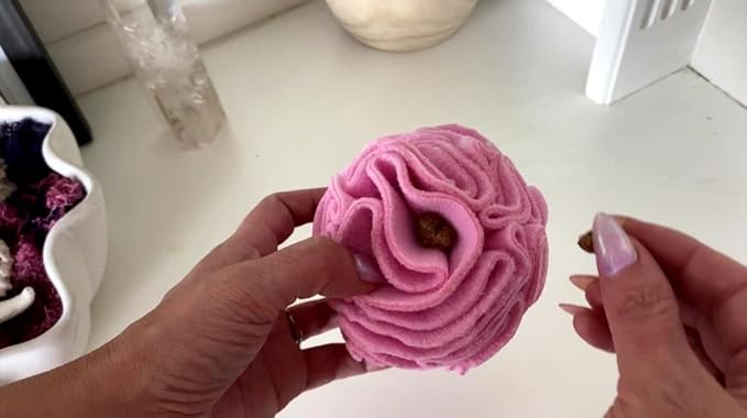 Puppy and Small Breed Snuffle Interactive Foraging Dog Puzzle Ball Toy Pink