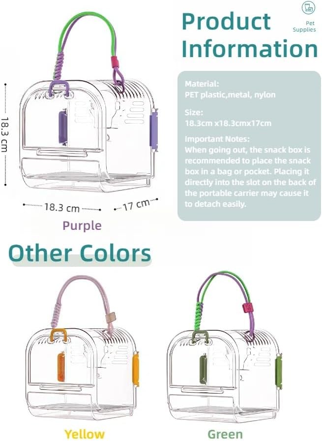 Portable Plastic Bird Cages Lightweight Waterproof Ventilated Travel Bird Cage for Pets Ideal for Outdoor Use Easy to Carry Bird Carrier Perfect for Small Birds and Budgies (Purple)