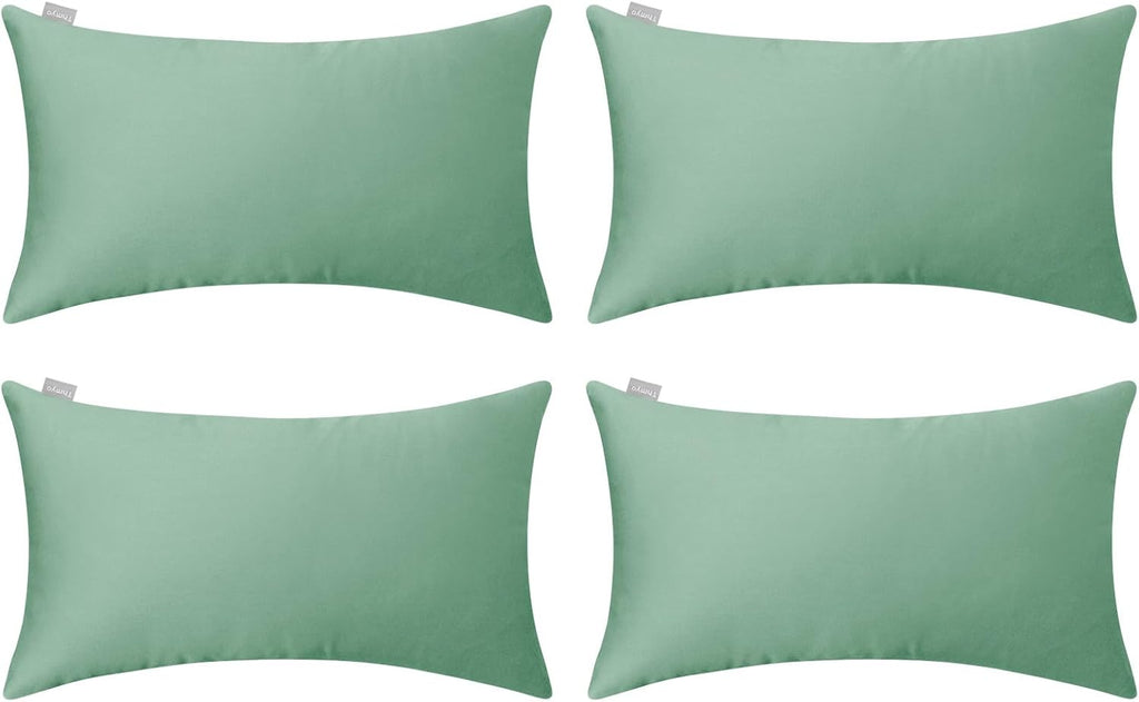 Thmyo 4-Pack 100% Cotton Lumbar Comfortable Solid Decorative Throw Pillow Case, Rectangle Cushion Cover Pillowcase Sublimation Blank Pillow Covers DIY Throw Pillowcase(12x20inch/30x50cm, Mist Green)
