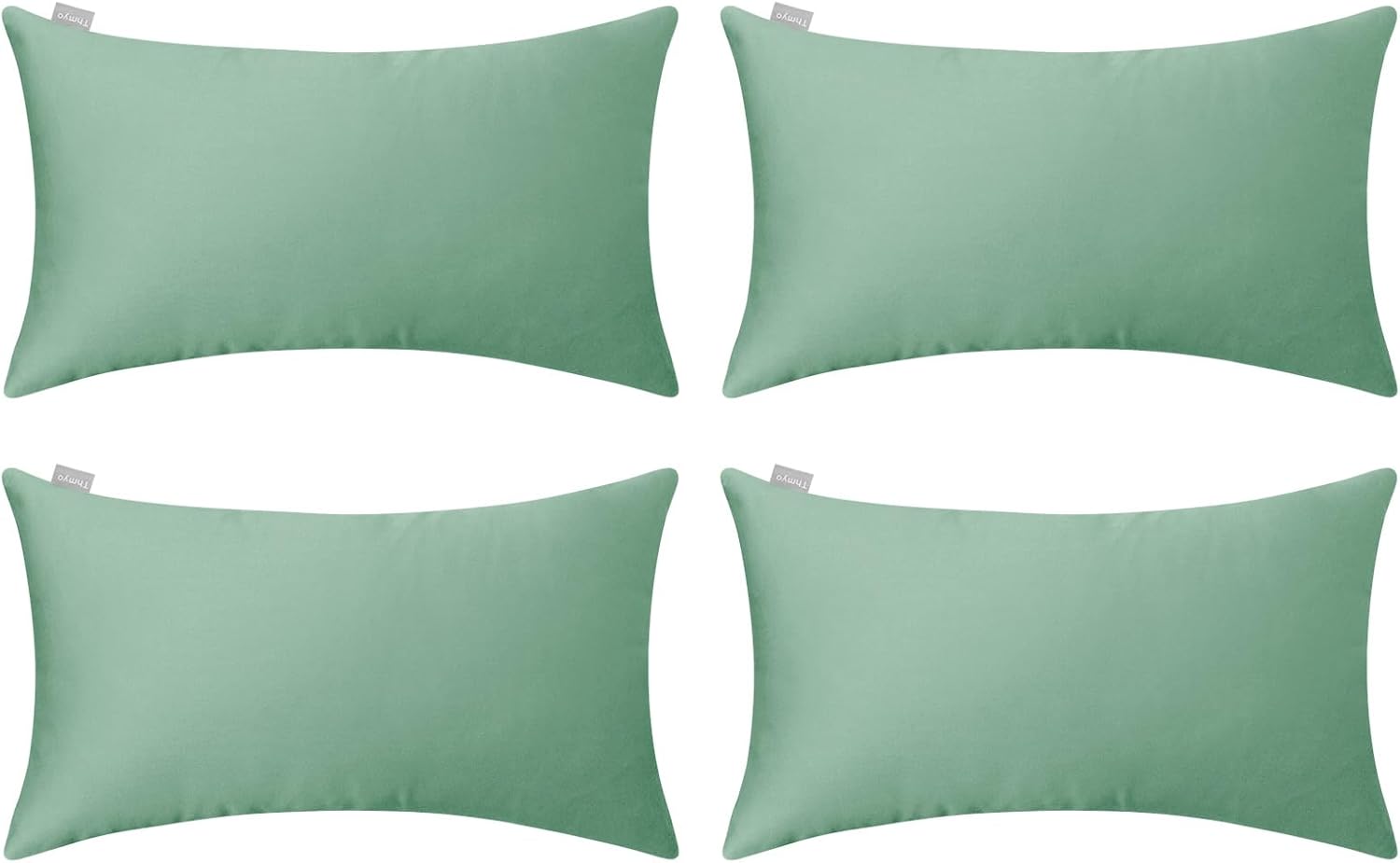 Thmyo 4-Pack 100% Cotton Lumbar Comfortable Solid Decorative Throw Pillow Case, Rectangle Cushion Cover Pillowcase Sublimation Blank Pillow Covers DIY Throw Pillowcase(12x20inch/30x50cm, Mist Green)