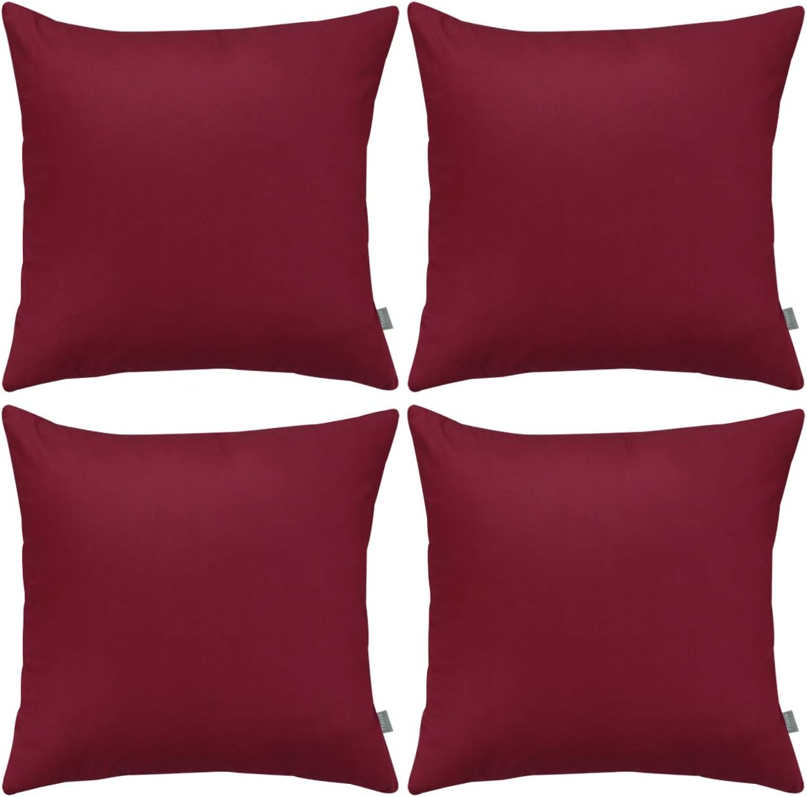 4-Pack 100% Cotton Comfortable Solid Decorative Throw Pillow Case Square Cushion Cover Pillowcase Sublimation Blank Pillow Covers(Cover Only,No Insert)(20x20inch/50x50cm, Wine red)