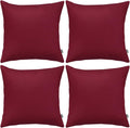 4-Pack 100% Cotton Comfortable Solid Decorative Throw Pillow Case Square Cushion Cover Pillowcase Sublimation Blank Pillow Covers(Cover Only,No Insert)(16x16 inch/ 40x40cm, Wine red)