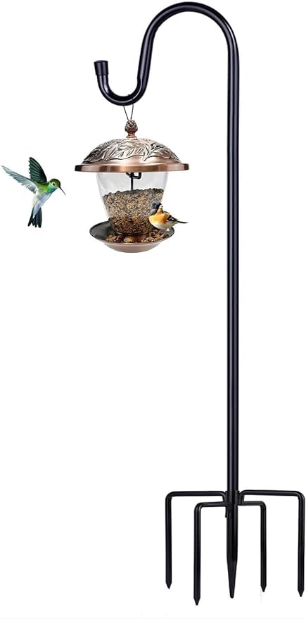 Shepherd Hooks for Outdoor, ToyHotels 1 Pack 78 Inch Bird Feeder Pole with 5 Prongs Base for Hanging Lantern, Hummingbird Feeder, Lightweight Plant, Shepherds Hook for Bird Feeders for Outside