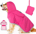 SlowTon Dog Raincoat, Adjustable Dog Rain Jacket Clear Hooded Double Layer, Waterproof Poncho with Reflective Strip Straps and Storage Pocket for Small Medium Large Dogs Puppies(FU XL)