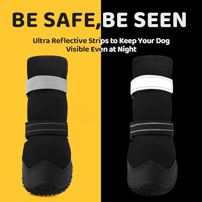 Hcpet Dog Shoes, Dog Boots & Paw Protectors for Winter Snowy Days, Rainy Weather, Outdoor Anti-Slip Sole Dog Booties for Hardwood Floor Black-Leg 5