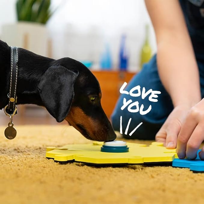 FluentPet Tester Kit - Set of 2 Dog Talking Buttons & HexTiles - Customizable Cat & Dog Training Buttons for Communication - Batteries Included - Pet Buttons Gift Set