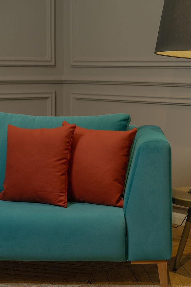 Haven & Glow Decorative Throw Pillow Cover – Square Cushion Case with Zipper | Modern Sofa, Couch & Bed Accent Pillow Covers for Living Room, Bedroom & Home Decor | 18 x 18 Inch – Rust – Pack of 2