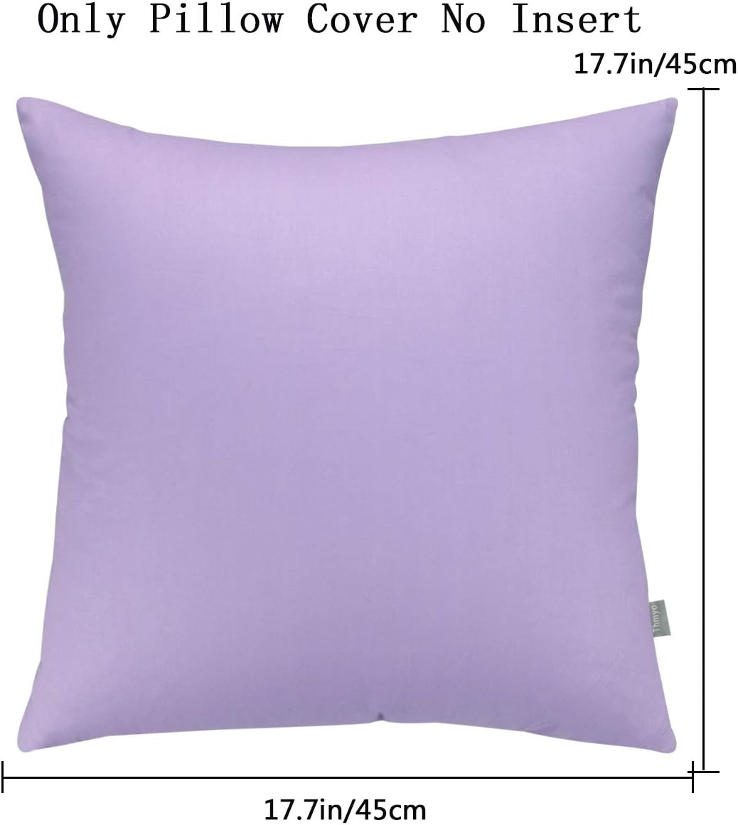 4-Pack 100% Cotton Comfortable Solid Decorative Throw Pillow Case,Thmyo Square Cushion Cover Pillowcase Sublimation Blank Pillow Covers DIY Throw Pillowcase for Sofa(18x18 inch/ 45x45cm,Light Purple)