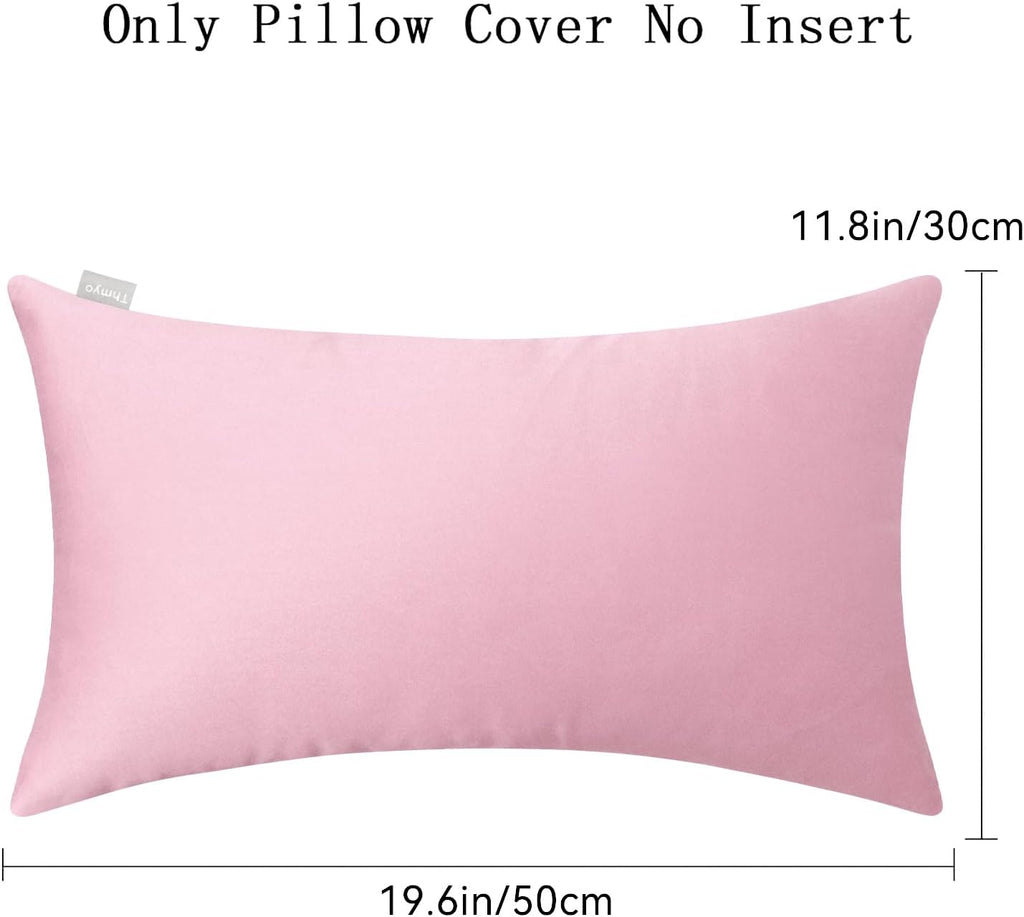4-Pack 100% Cotton Lumbar Comfortable Solid Decorative Throw Pillow Case,Thmyo Rectangle Cushion Cover Pillowcase Sublimation Blank Pillow Covers DIY Throw Pillowcase(12x20inch/30x50cm, Pink)