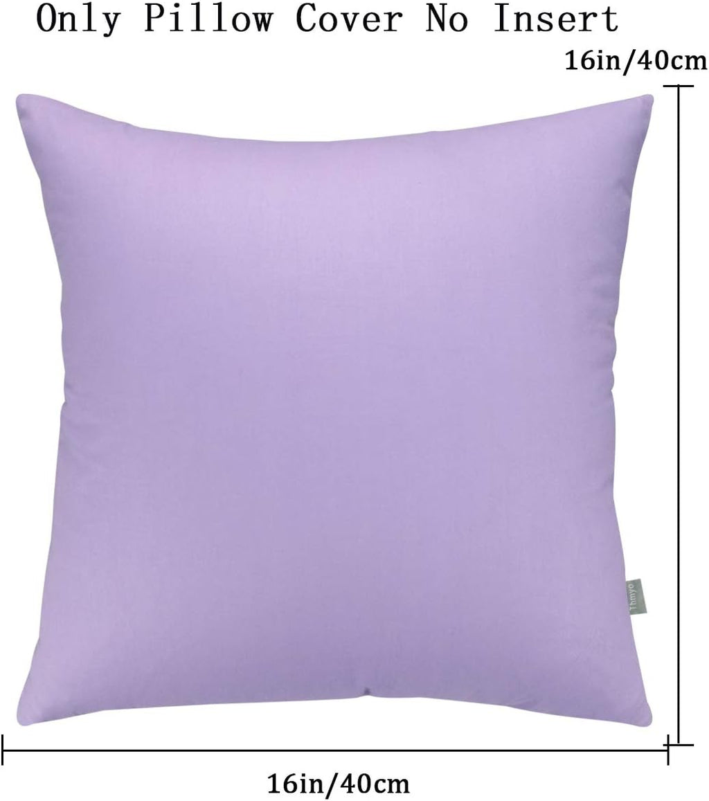 4-Pack 100% Cotton Comfortable Solid Decorative Throw Pillow Case,Thmyo Square Cushion Cover Pillowcase Sublimation Blank Pillow Covers DIY Throw Pillowcase for Sofa(16x16 inch/ 40x40cm,Light Purple)