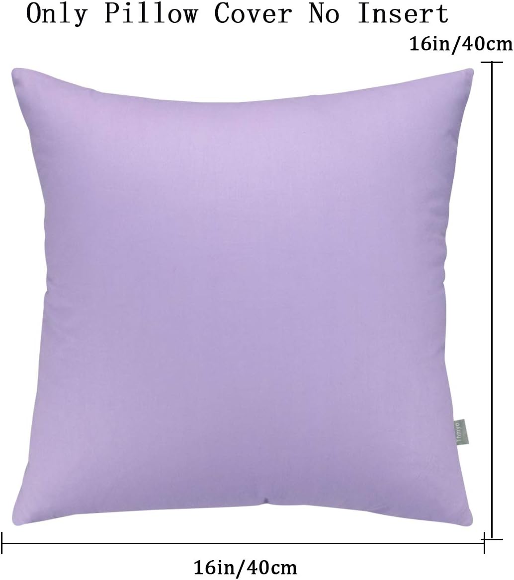 4-Pack 100% Cotton Comfortable Solid Decorative Throw Pillow Case,Thmyo Square Cushion Cover Pillowcase Sublimation Blank Pillow Covers DIY Throw Pillowcase for Sofa(16x16 inch/ 40x40cm,Light Purple)