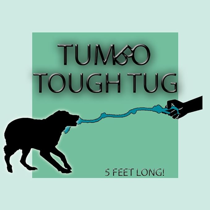 Tumbo Tough Tug Rope Dog Toy - (5 ft Long Strong and Durable Rope Pull Toy with Handle) TUG of WAR Dog Toy (Bahama Blue)