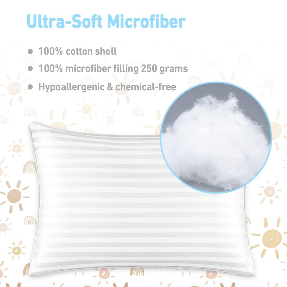 Babebay Toddler Pillow,13X18 Toddler Pillows for Sleeping, Machine Washable Kids Pillow with Pillowcase, Perfect for Travel, Toddlers Cot (Sunshine Rainbow)