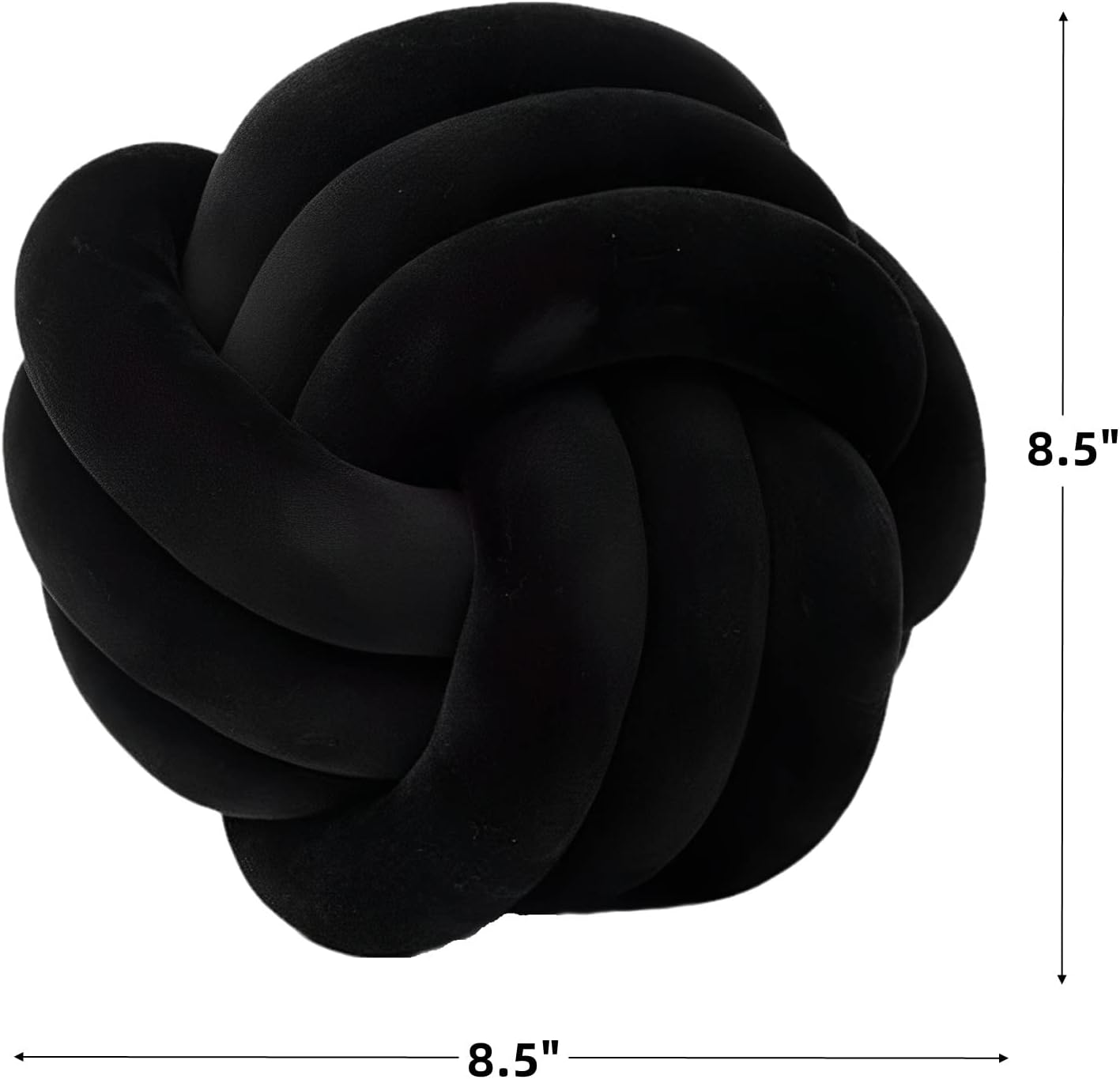 Knot Ball Pillows, Round Throw Pillow Cushion Home Decoration Soft Plush Pillow, Throw Knotted Ball Pillow Handmade Children Room Decoration Round Plush Toy Pillow (Black,8.5"/22cm)