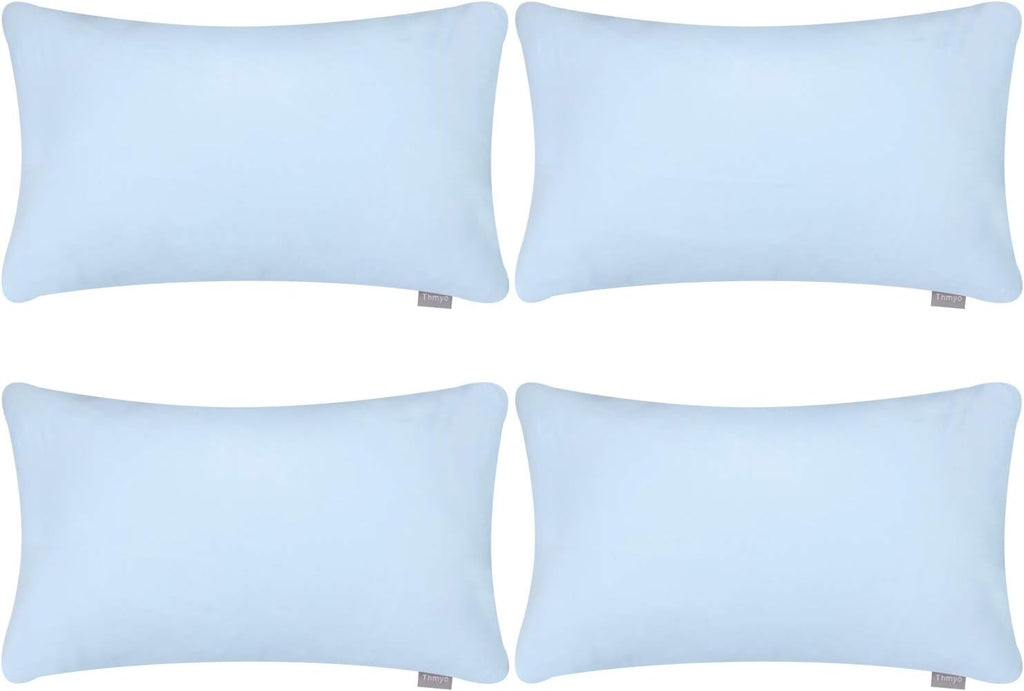 4-Pack 100% Cotton Lumbar Comfortable Solid Decorative Throw Pillow Case,Thmyo Rectangle Cushion Cover Pillowcase Sublimation Blank Pillow Covers DIY Throw Pillowcase(12x20inch/30x50cm, Light Blue)