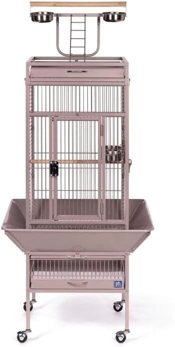 Retro Renaissance Iron Select Bird Cage with Elegant Design, Durable Construction, Easy-Clean Tray Blush