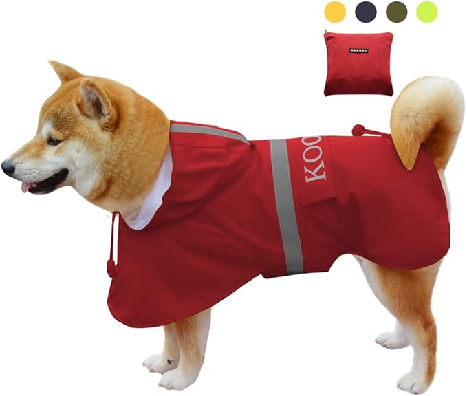 Dog Rain Coats for Small and Medium Dogs Waterproof, Raincoat Apparel Poncho Waterproof Dog Clothes Pet Jacket Dog Raincoats Jacket for Small Sized Dogs (Red,2XL)