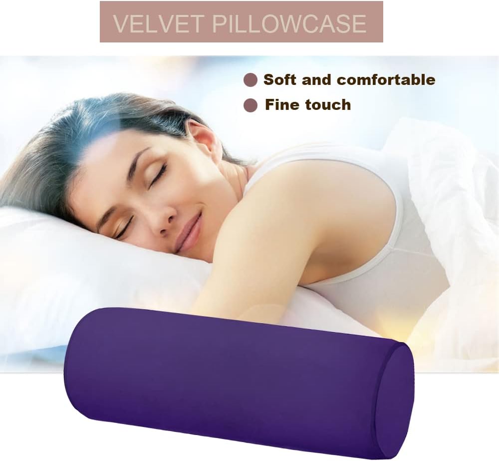 16x6 Inch Round Neck Pillow for Sleeping, Neck Pain Relief, Side Back Stomach Sleeper, Car or Office Chair Sofa,Support Pillow for Posture & Comfortable Spine Position(Purple)