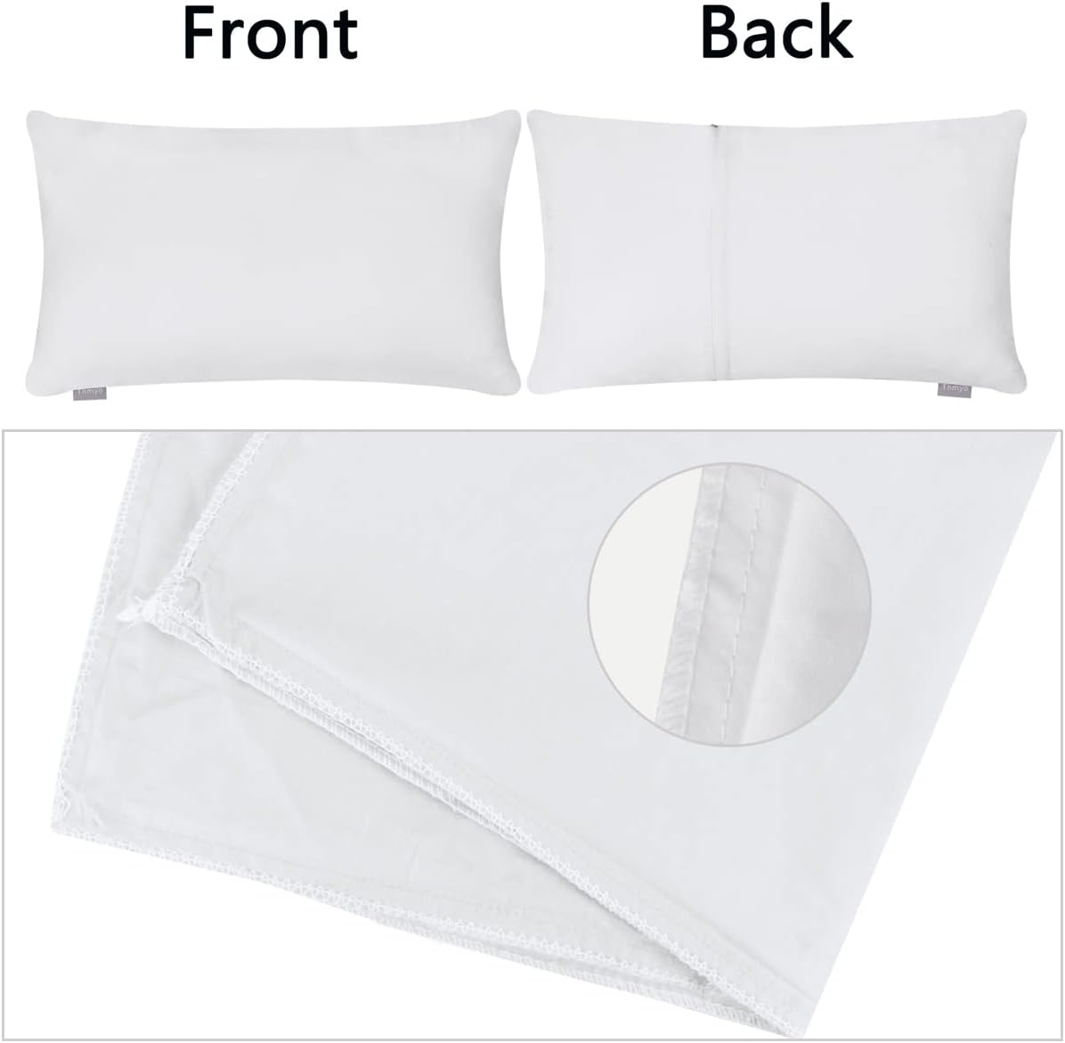 Thmyo 4-Pack 100% Cotton Lumbar Comfortable Solid Decorative Throw Pillow Case Rectangle Cushion Cover DIY Throw Pillowcase for Sofa Bed(Only Covers,Not Pillow Shams)(12x20inch/30x50cm,White)