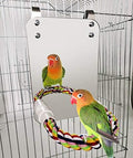 BWOGUE 7 Inch Bird Mirror with Rope Perch Cockatiel Mirror for Cage Bird Toys Swing Parrot Cage Toys for Parakeet Cockatoo Cockatiel Conure Lovebirds Finch Canaries