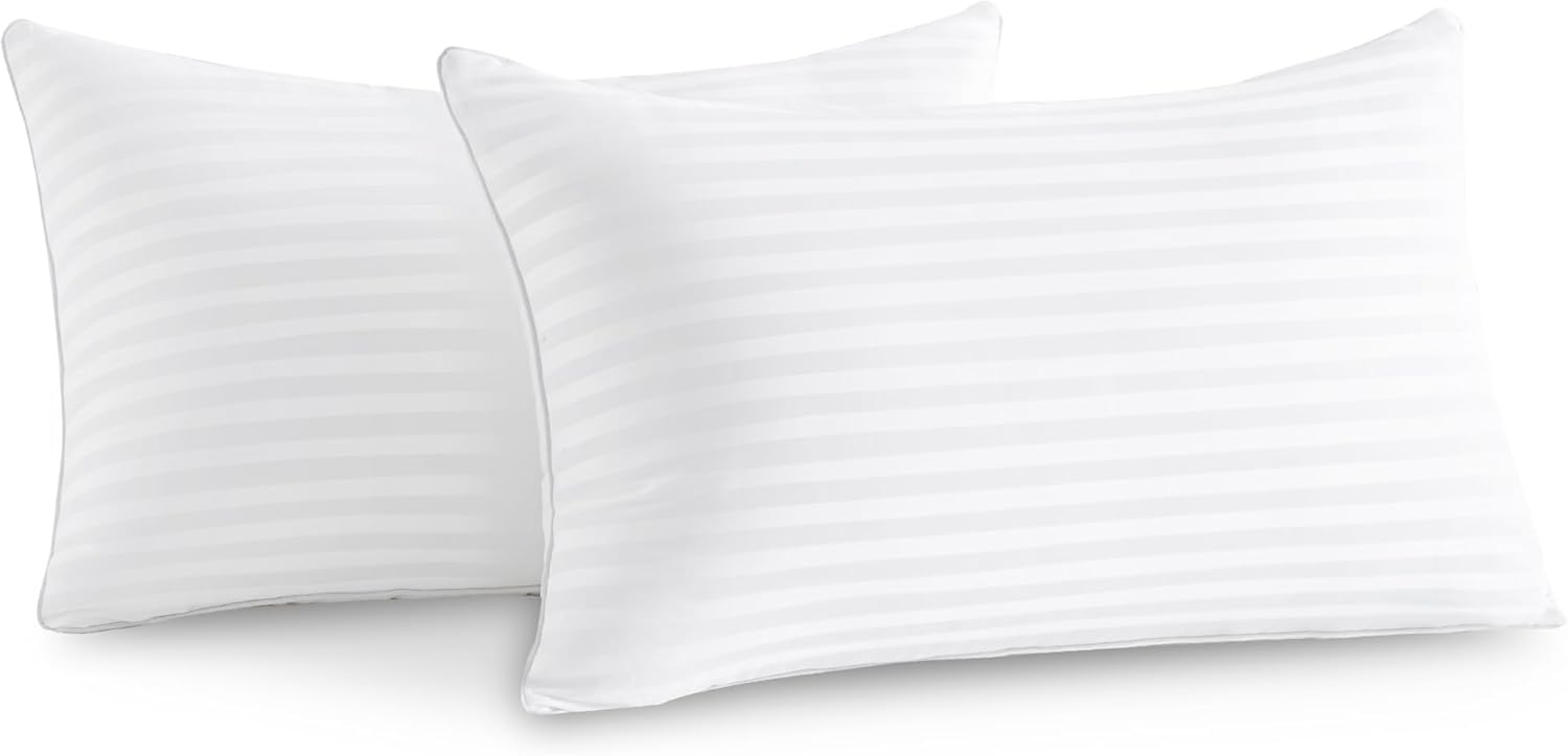 Oubonun 14 x 22 Throw Pillow Inserts, Firm and Fluffy Decorative Pillows for Couch Bed Sofa with Soft Cotton Cover White Cushion with Down Alternative Pack of 2