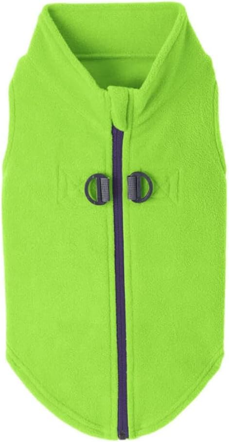 Gooby - Zip Up Fleece Vest, Fleece Jacket Sweater with Zipper Closure and Leash Ring, Lime, Medium