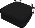 AAAAAcessories D-Shaped Chair Cushions, 2" Thick Dining Chair Pads with Ties and Removable, Machine-Washable Cover, 17" x 16", Set of 2, Black