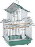 Rustic Retreat Bird Cage with Natural Wood Accents, Durable Metal Construction, Spacious Interior, and Comfortable Features for Birds' Green