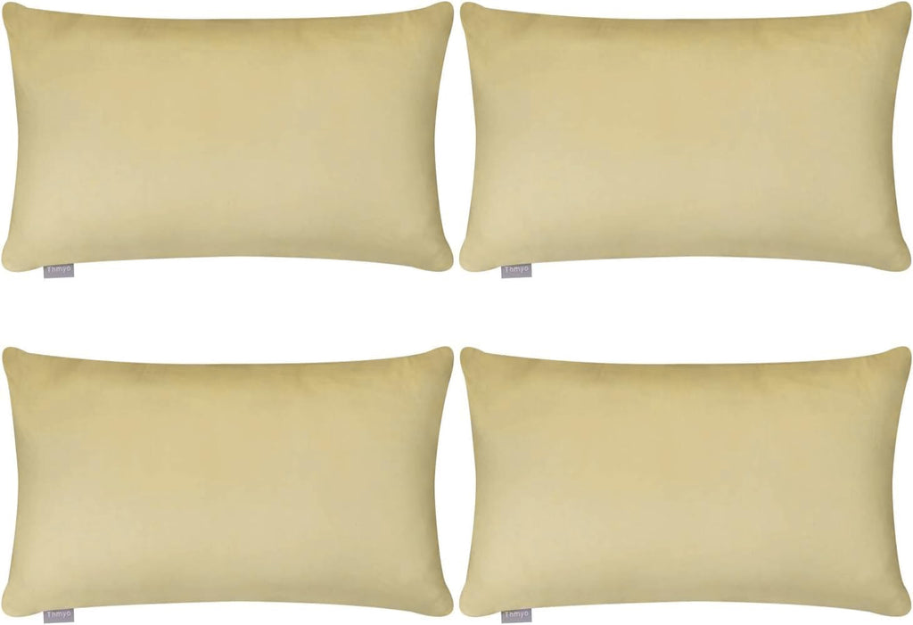 4-Pack 100% Cotton Lumbar Comfortable Solid Decorative Throw Pillow Case,Thmyo Rectangle Cushion Cover Pillowcase Sublimation Blank Pillow Covers DIY Throw Pillowcase(12x20inch/30x50cm, Khaki)