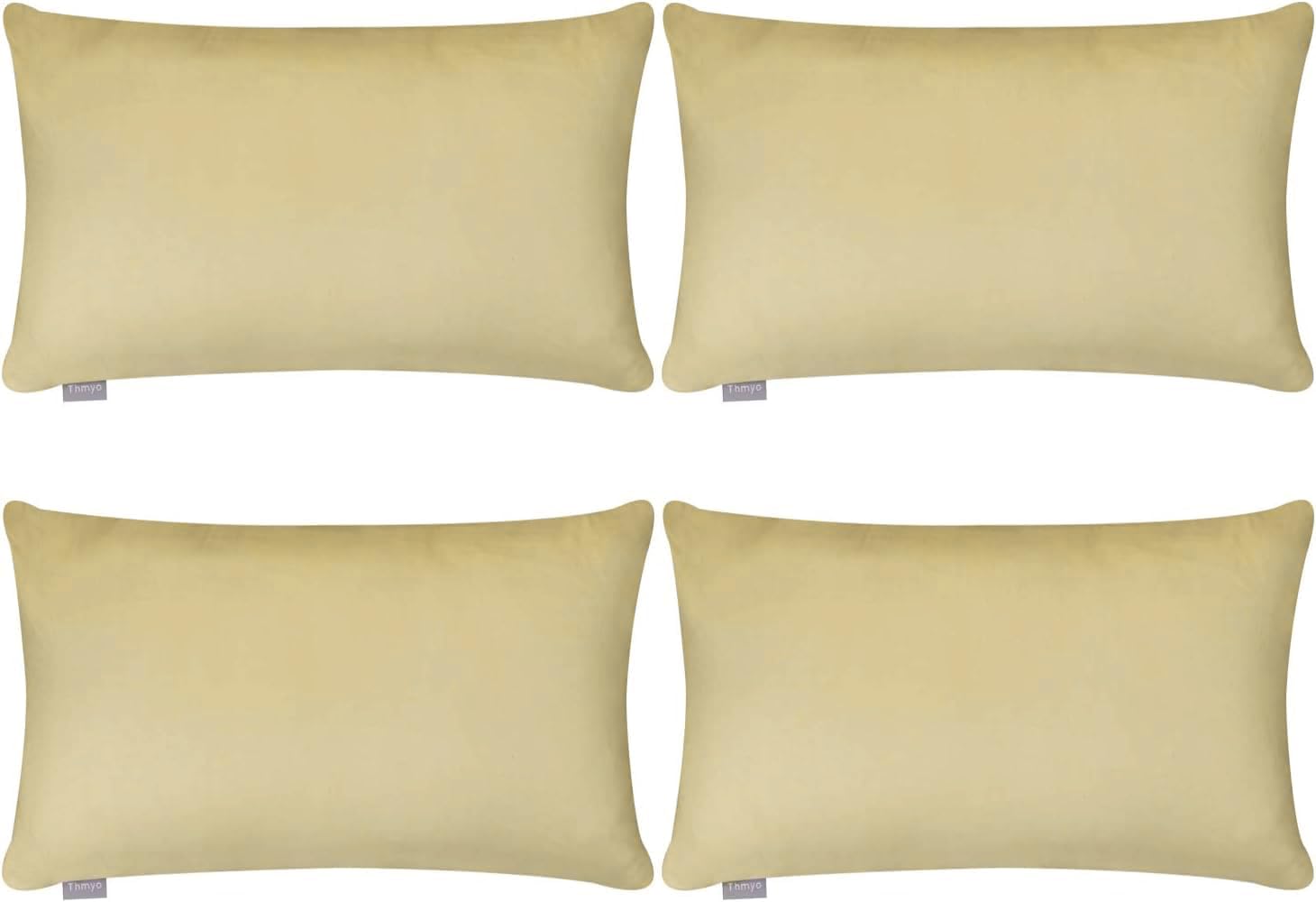 4-Pack 100% Cotton Lumbar Comfortable Solid Decorative Throw Pillow Case,Thmyo Rectangle Cushion Cover Pillowcase Sublimation Blank Pillow Covers DIY Throw Pillowcase(12x20inch/30x50cm, Khaki)