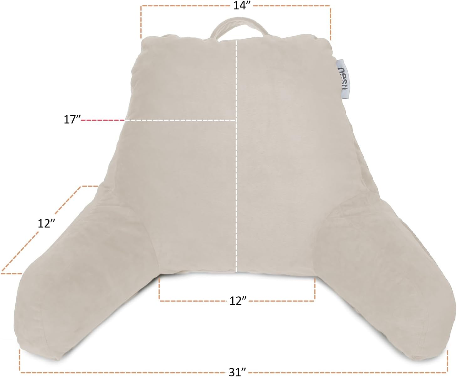 Nestl Reading Pillow with Shredded Memory Foam, Designed for Sitting Up in Bed and Couch, Back and Arms Adjustable Support for Adult & Teens Backrest Pillows for Reading, with Washable Cover Linen