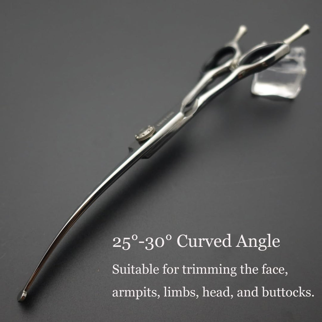 7 inches Safe Dog Grooming Scissors Set with Round Tip,Straight & Thinning & Curved Shears Set with comb for Dog & Cat Grooming (Black 3 in 1 with comb)