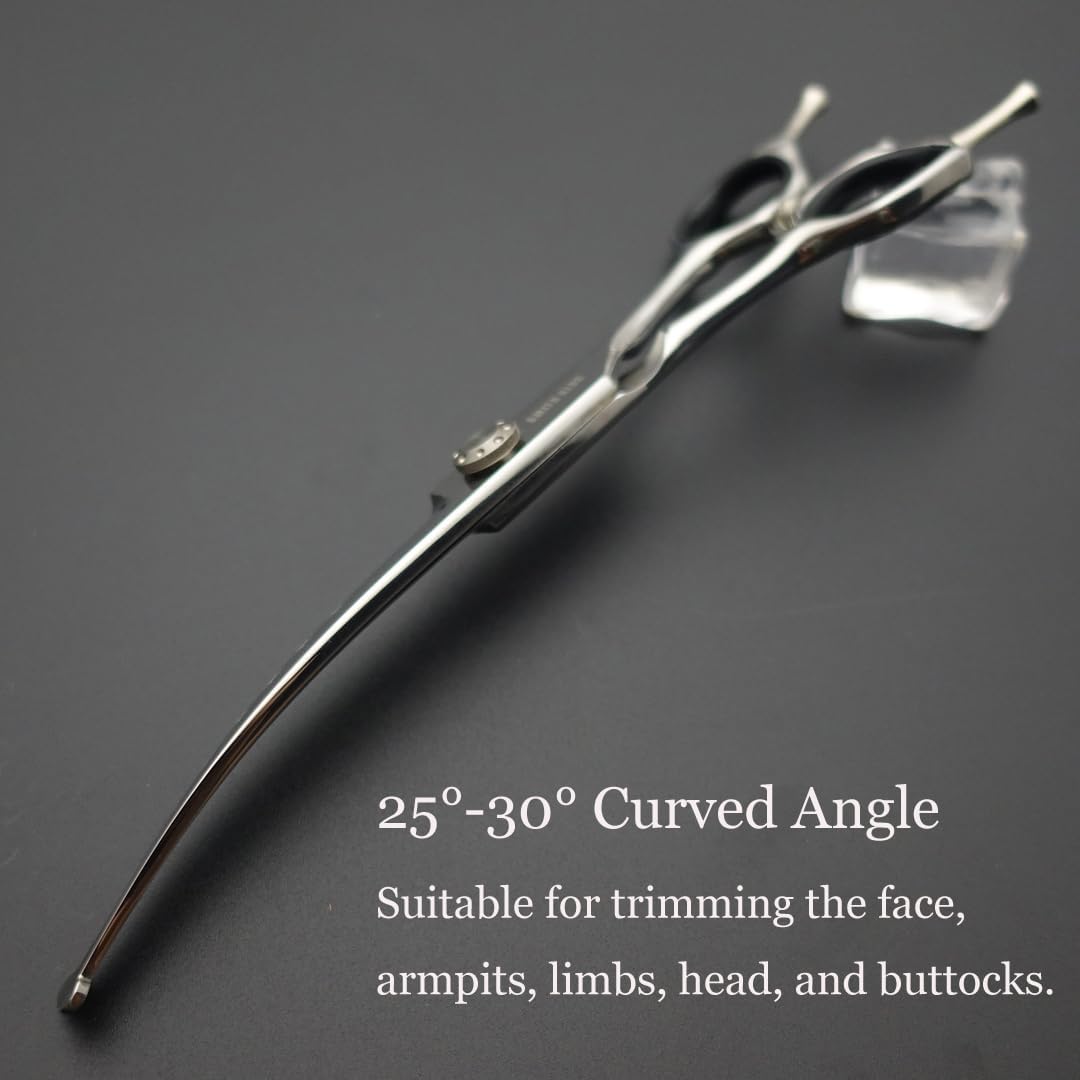 7 inches Safe Dog Grooming Scissors Set with Round Tip,Straight & Thinning & Curved Shears Set with comb for Dog & Cat Grooming (Black 3 in 1 with comb)