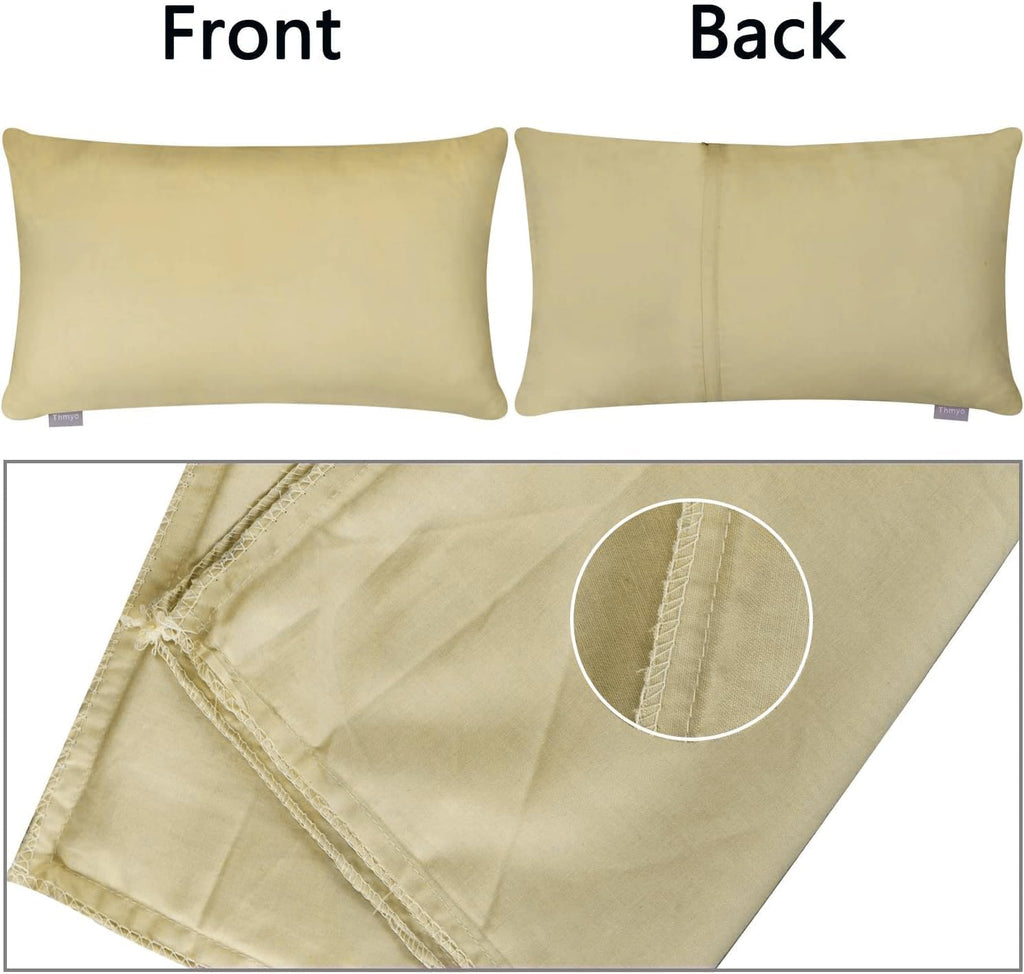 4-Pack 100% Cotton Lumbar Comfortable Solid Decorative Throw Pillow Case,Thmyo Rectangle Cushion Cover Pillowcase Sublimation Blank Pillow Covers DIY Throw Pillowcase(12x20inch/30x50cm, Khaki)