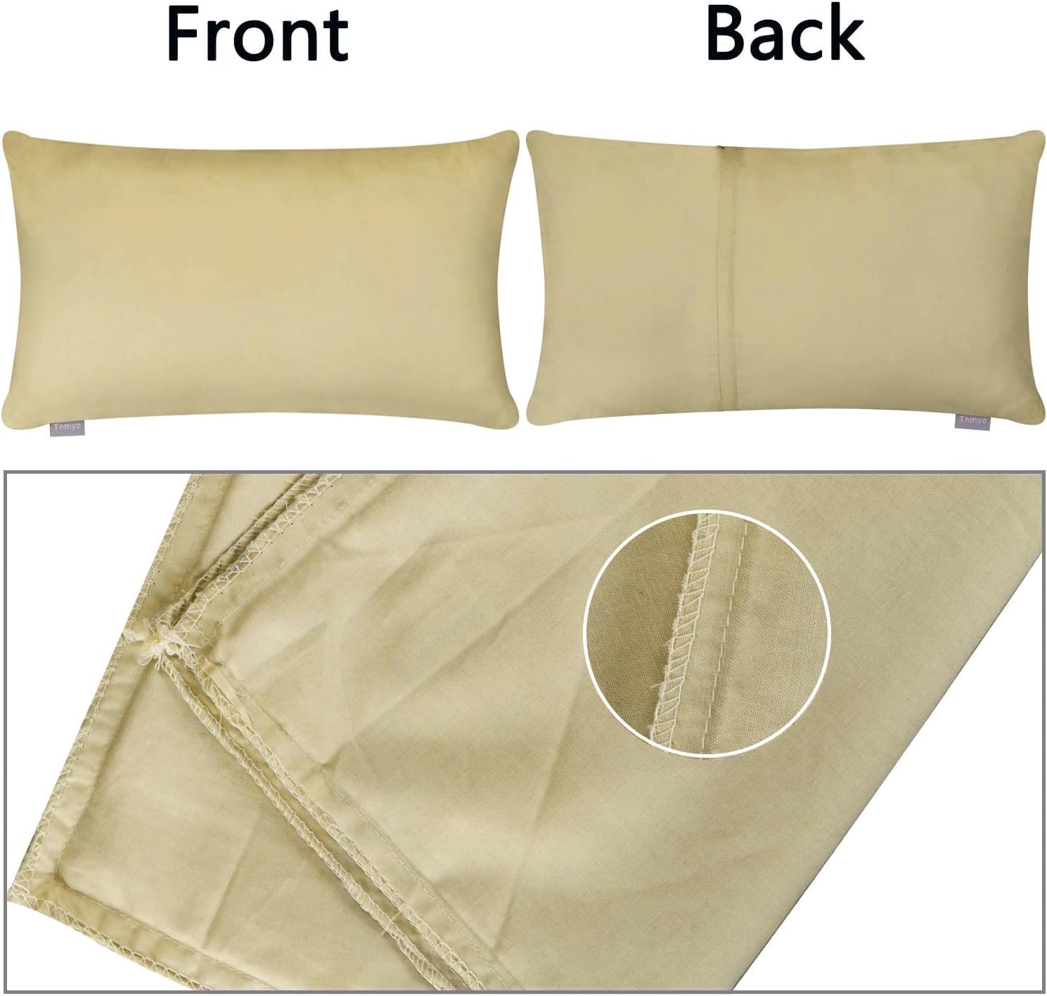 4-Pack 100% Cotton Lumbar Comfortable Solid Decorative Throw Pillow Case,Thmyo Rectangle Cushion Cover Pillowcase Sublimation Blank Pillow Covers DIY Throw Pillowcase(12x20inch/30x50cm, Khaki)