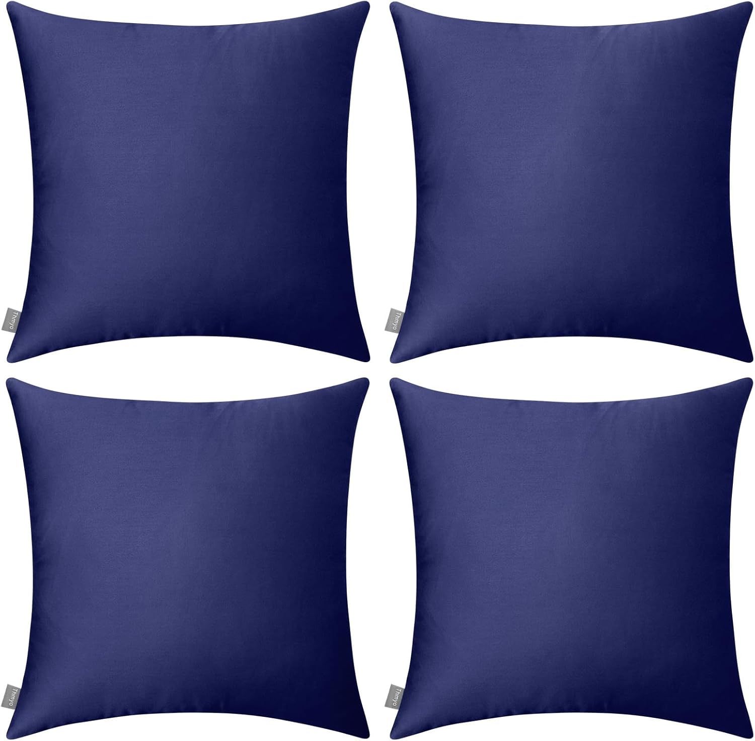 Thmyo 4-Pack 100% Cotton Comfortable Solid Decorative Throw Pillow Case Square Cushion Cover Pillowcase Sublimation Blank Pillow Covers Halloween DIY Throw Pillowcase(18x18inch/45x45cm,Dark Blue)