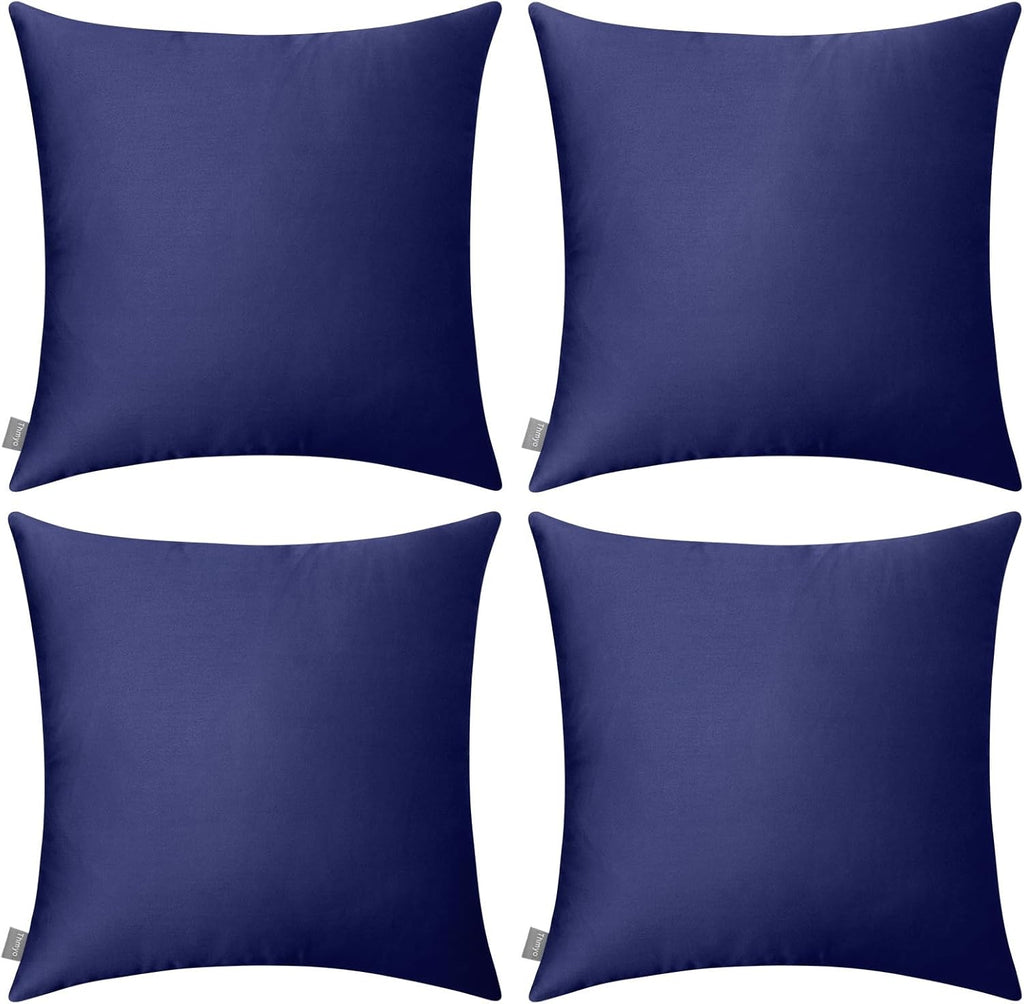 Thmyo 4-Pack 100% Cotton Comfortable Solid Decorative Throw Pillow Case Square Cushion Cover Pillowcase Sublimation Blank Pillow Covers Halloween DIY Throw Pillowcase(20x20inch/50x50cm,Dark Blue)
