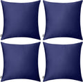 Thmyo 4-Pack 100% Cotton Comfortable Solid Decorative Throw Pillow Case Square Cushion Cover Pillowcase Sublimation Blank Pillow Covers Halloween DIY Throw Pillowcase(20x20inch/50x50cm,Dark Blue)