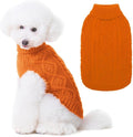 BINGPET Thermal Knitted Dog Sweater, Winter Dog Cat Coat, Warm Sweater for Small/Medium Dogs, Classic Cable Knit Turtleneck Pullover, Orange Acrylic