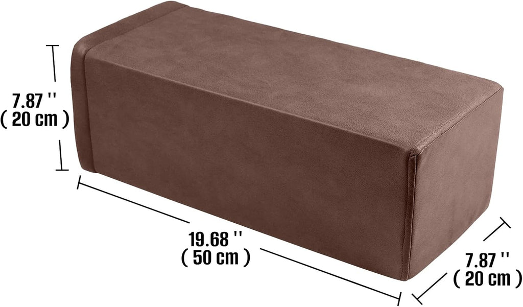 2 Pack Couch Arm Rest Pillow, 8''x8''x20'' Faux Leather Waterproof Cover, High Density Foam Armrest Cushion, Removable & Washable Elbow Support for Sofa, Bed, and Armchair (Dark Brown)