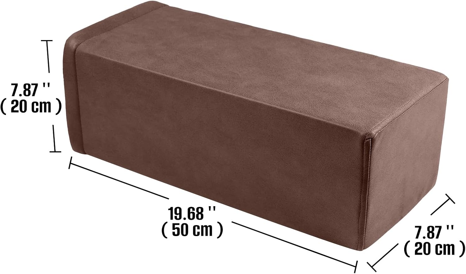 2 Pack Couch Arm Rest Pillow, 8''x8''x20'' Faux Leather Waterproof Cover, High Density Foam Armrest Cushion, Removable & Washable Elbow Support for Sofa, Bed, and Armchair (Dark Brown)