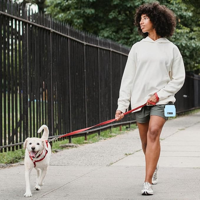 COOWONE Dog Treat Pouch Pocket Sized Pet Puppy Training Pouch for Dog Training Behavior Aids, Waterproof Nylon Fabric Dog Poop Bag Holder, Hands Free Dog Walking Bag with Metal Carabiner (Blue)