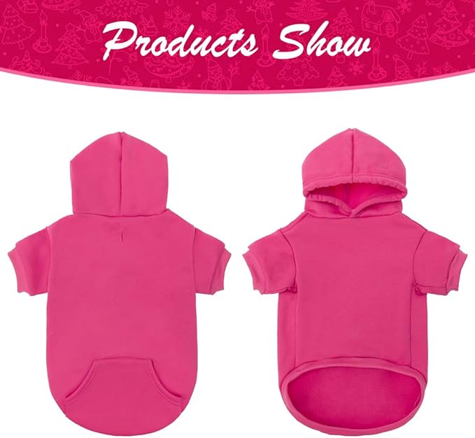 KOOLTAIL Basic Dog Hoodie - Soft & Warm Dog Hoodie Sweater with Leash Hole and Pocket, Dog Winter Coat, Cold Weather Clothes Sweatshirt for Small Medium Large Dogs Puppy Cat Boys Girls Deep Pink XL