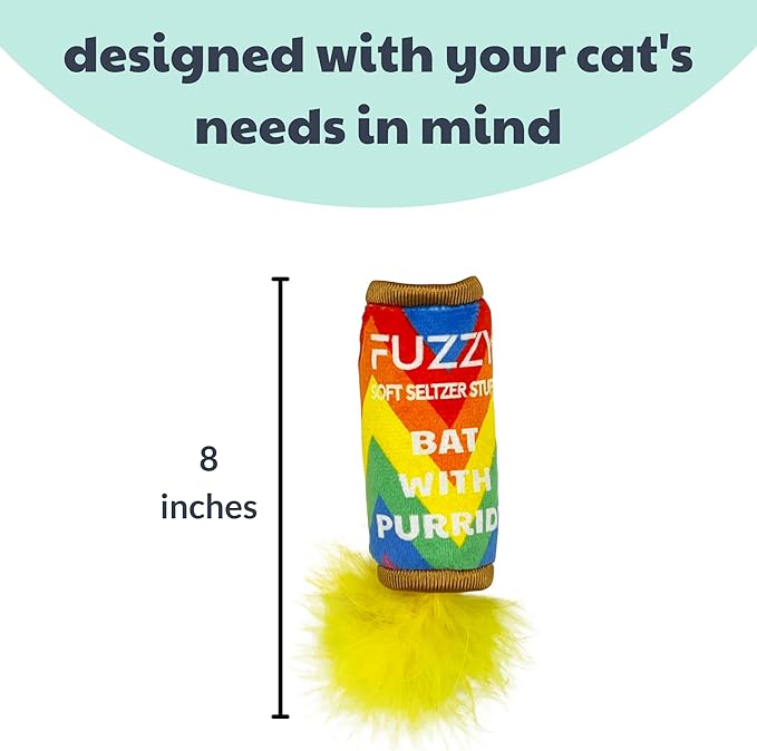 Huxley & Kent Plush Cat Toy | Fuzzy Soft Seltzer | Yappy Hour Rainbow Strong Catnip Filled Cat Toy | Plush Interactive Kitten and Cat Toy with Catnip and Crinkle | Kittybelles
