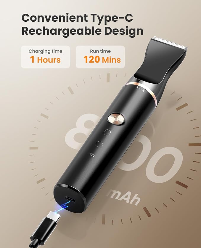 oneisall 2 Speed Cat Clippers with Double Blades, Rechargeable Cordless Small Cat Paw Trimmer, Low Noise for Trimming Dog's Hair Around Paws, Eyes, Ears, Face, Rump (Black)