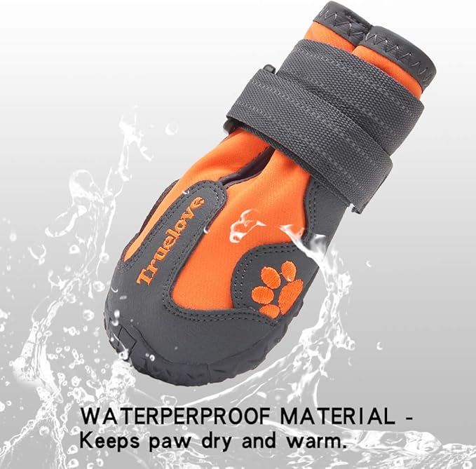 Truelove Dog Boots,Waterproof Pet Shoes with Reflective Straps for Paw Protectors Small Medium Large Dog Summer Winter Snow Outdoor Walking