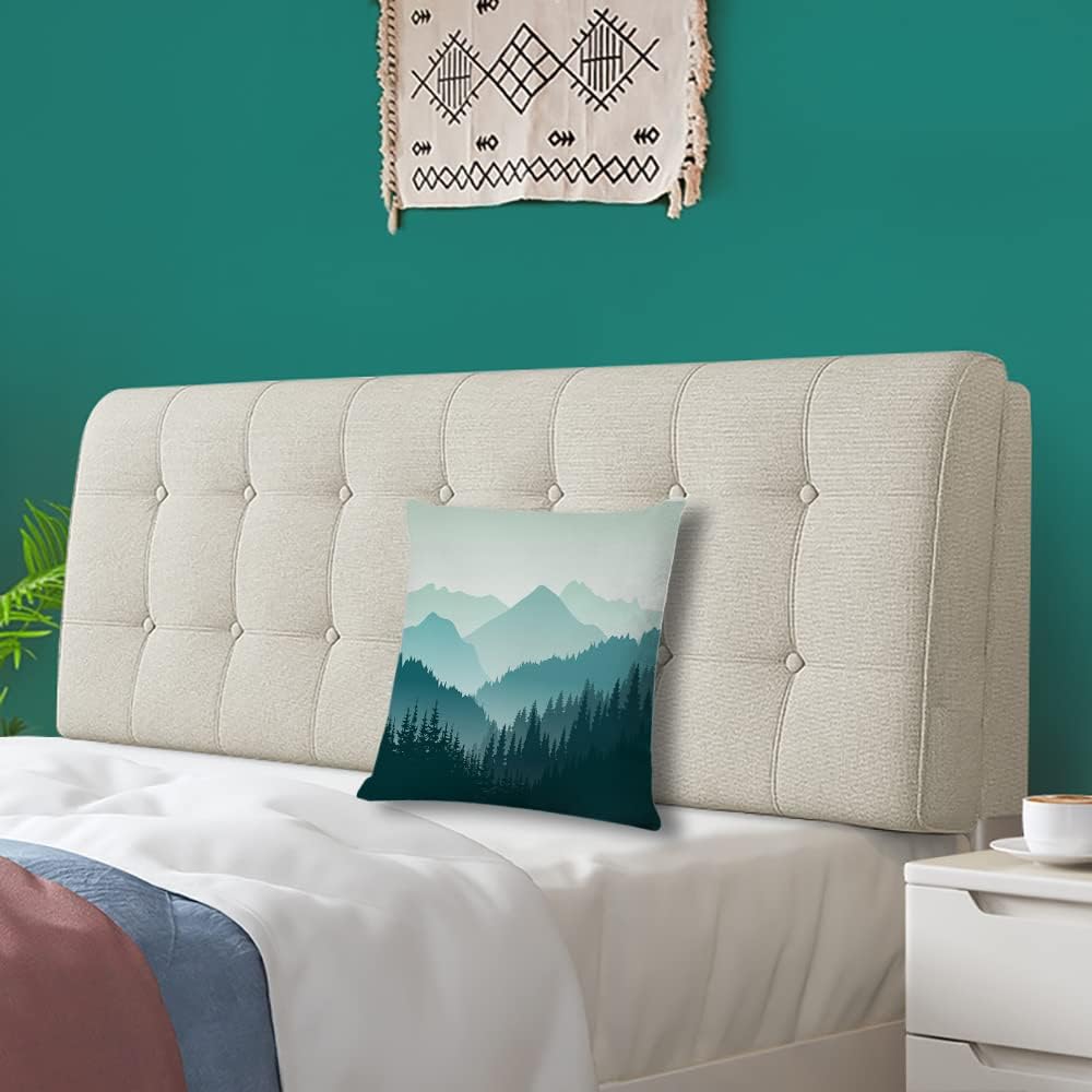Decorative Square Throw Pillow Covers Beautiful Green Mountain Landscape Couch Sofa Bed Pillow Covers Cushion Cases 18x18 inch