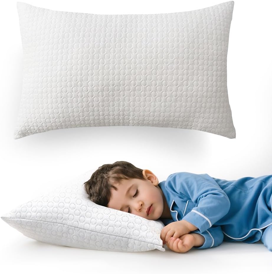 Toddler Pillow for 2-5 Year Olds,Organic Cotton Toddler Crib Pillow with Washable Cover,13x18 Inch White Pillow for Toddler Bed